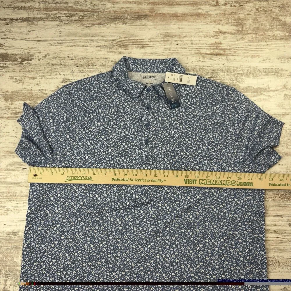 NWT J.Crew Performance Polo Shirt Men's XL COOLMAX Blue White Floral Golf BQ058
